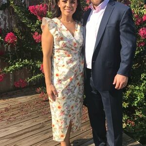 Rebecca TAYLOR Botanical Flower Dress Size 4 Linen/ Cotton Wrap dress